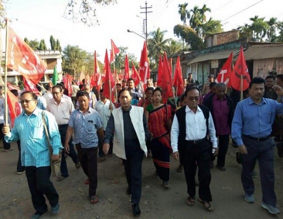 CPI-M candidates attacked brutally, given life threats, party offices vandalized, Fabricated cases filed against victims : Protest held 